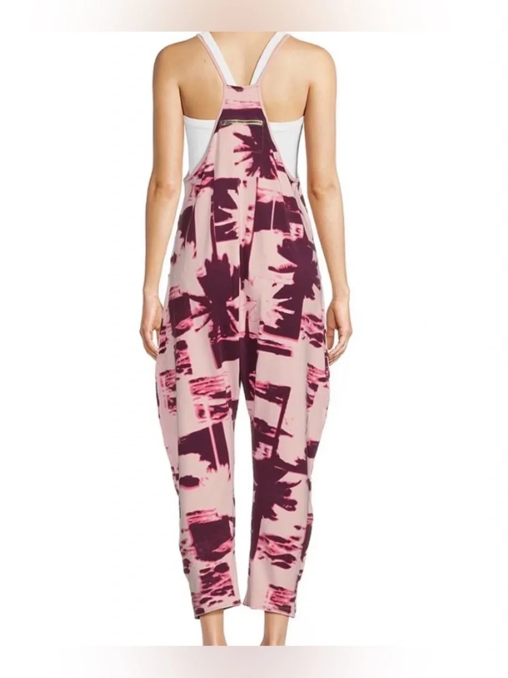FP Movement by Free People Hot Shot Printed Onesie - Palmy Beach Night Pink - S - Picture 4 of 5